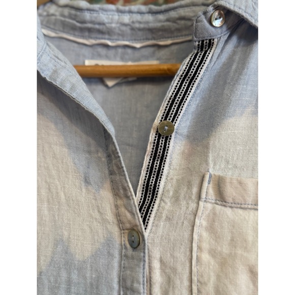 Upcycled Linen Shirt Dress Clown Patch Butterfly Back Small - Picture 10 of 10